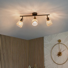 Orientálne bodové svetlo čierne s bambusom 3-svetlo - Rayan