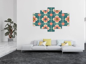 Obraz - Retro vzor s kvetmi (150x105 cm)