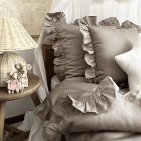 Junior obliečky s volánikmi taupe 100x135cm