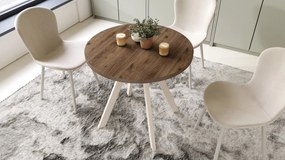 ALMO 80 Orech Elegant / béžové nohy – okrúhly stôl s nohami Y, loftový/industriálny do kuchyne, obývačky a jedálne