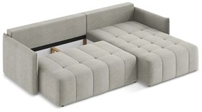 Svetlosivá rozkladacia/s úložným priestorom rohová pohovka (pravý roh/s leňoškou) Moku – Makamii