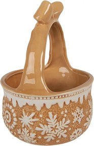 Hnedá keramická miska košík s vločkami Gingerbread - Ø15*21 cm