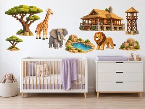 Minecraft Safari se žirafou a lvem arch 46 x 34 cm