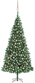 Umelý vianočný stromček s LED a súpravou gulí zelený 300 cm 3077836