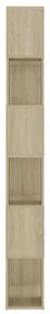 vidaXL Knižnica/deliaca stena biela a dub sonoma 60x24x186 cm drevotrieska-