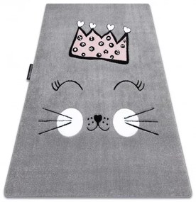 Dywany Łuszczów Detský kusový koberec Petit Cat crown grey - 180x270 cm