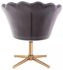 LuxuryForm DESIGN Kreslo FREY VELUR na zlatom kríži - tmavo šedé