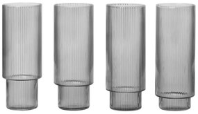 Ferm Living Poháre Ripple Long Drink smoke, set 4ks