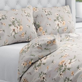 Biante Bavlnené posteľné obliečky Sandra SA-465 Oranžové kvety na sivom Jednolôžko 140x200 a 70x90 cm