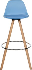 Barová stolička Corbin Round - koženka, natura rám - modrá
