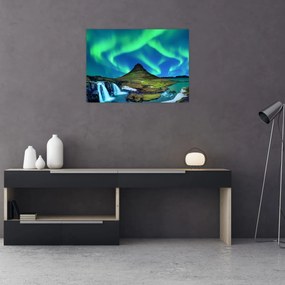 Sklenený obraz - Kirkjufell, Island (70x50 cm)