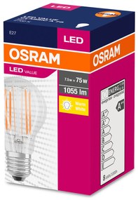 OSRAM LED žiarovka VALUE, E27, A75, 8W, 1055lm, 2700K, teplá biela