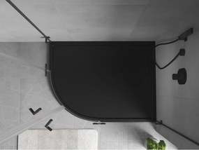 Mexen Flow, asymetrická štvrťkruhová sprchová vanička slim, pravá 90 x 80 cm, čierna matná - 46Q708090R