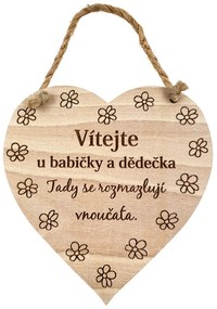 AMADEA Drevené srdce s textom Vitajte u babičky a deduška, tu.. , masívne drevo, 16 x 15 cm