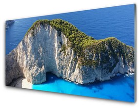 Obraz na skle Skaly more príroda 120x60 cm