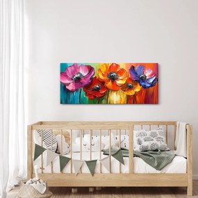 Obraz - Päť pestrofarebných kvetov (120x50 cm)