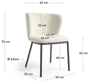 Biele čalúnené jedálenské kreslo Ciselia – Kave Home