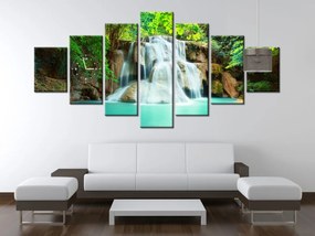 Gario Obraz s hodinami Vodopád v Thajsku - 7 dielny Rozmery: 210 x 100 cm