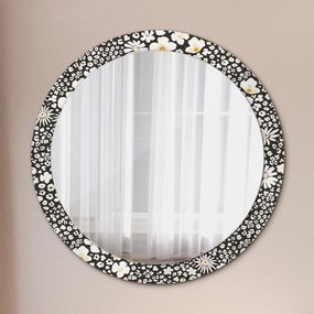 Okrúhle dekoračné zrkadlo s motívom Slonovina stokrota fi 90 cm