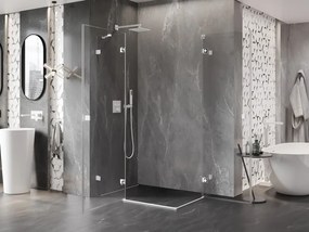 Mexen Lunar Duo, výklopný sprchový kút 120 x 115 cm, 8mm číre sklo, biely profil, 834-120L-115P-20-00