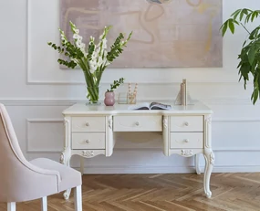 Stolík Paris, s 5 šuflíkmi, 140x80, krémová