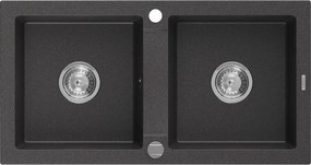 Mexen Mario - drez granitový 82,0x43,6cm, 2-komorový, čierna-škvrny, 6504822000-76