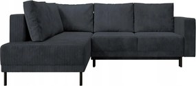 Rohová sedacia súprava Rodriguez (L) (tmavosivá čierna)