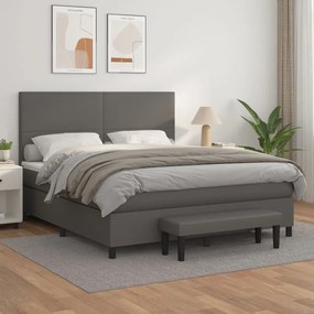 Boxspring posteľ s matracom sivá 160x200 cm umelá koža 3137555