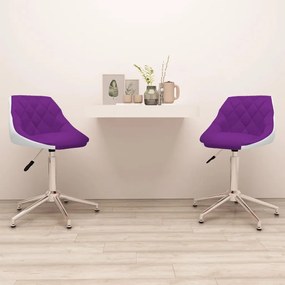 Otočné jedálenské stoličky 2 ks fialové a biele umelá koža
