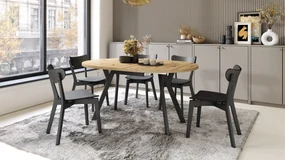 ALDO Dub Artisan/čierne nohy - OKRÚHLY LOFTOVÝ/INDUSTRIÁLNY ROZKLADACÍ STÔL DO OBÝVAČKY/JEDÁLNE