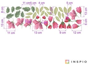 Nálepky na stenu - Ružové kvety