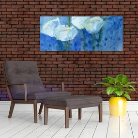 Obraz - Biele tulipány (120x50 cm)