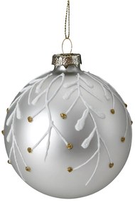 SKLENENÁ VIANOČNÁ BANKA NA STROMČEK SADA 4 KS (FI) 8 CM STRIEBORNÁ