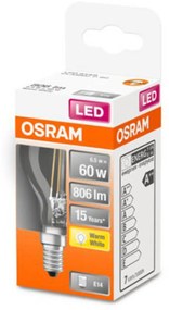 OSRAM LED žiarovka E14 Classic P 5,5 W 2 700K číra