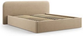 Taupe čalúnená dvojlôžková posteľ s úložným priestorom s roštom 180x200 cm Elizabeth – Micadoni