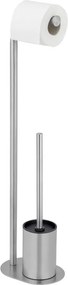 Stojan na toaletný papier so štetkou z nehrdzavejúcej ocele v matne striebornej farbe Levante – Wenko