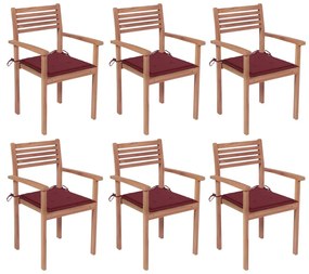 Stohovateľné záhradné stoličky s podložkami 6 ks tíkový masív 3072581