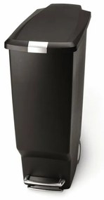 Úzky pedálový kôš 40 l čierny plast, čierna