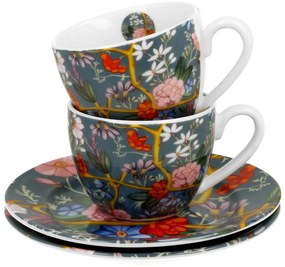 Porcelánová šálka s podšálkou Kilburn Blue 90 ml sada 2ks