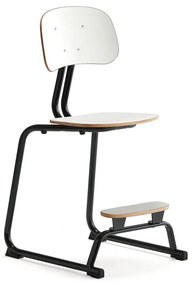Školská stolička YNGVE, podnož s klzákmi, antracit, biela, V 520 mm