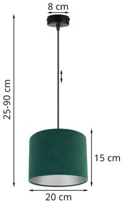 Závesné svietidlo MEDIOLAN, 1x zelené textilné tienidlo, čierna konštrukcia