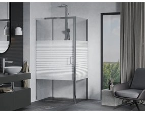 Mexen Apia, sprchový kút s posuvnými dverami 135 (dvere) x 100 (stena) cm, 6mm číre sklo s pásikmi, chrómový profil, 840-135-100-01-20