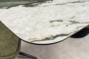 Jedálenský stôl ELEMENTS 180-260 cm rozkladací orechový rám s keramickou doskou, taupe sivý mramorový vzhľad