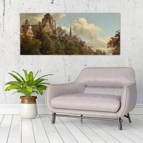 Obraz - Jan van der Heyden, View Down a Dutch Canal, reprodukcia (120x50 cm)
