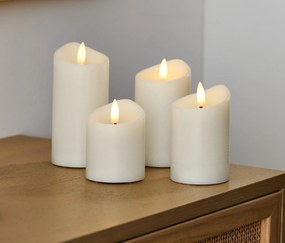 Sviečky z pravého vosku s LED, 4 ks, krémové