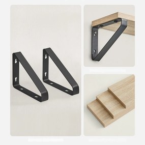 Vasagle Nástenné konzolové police ABBY, 3ks, 30/35/40x12cm, čierna/bledá hnedá