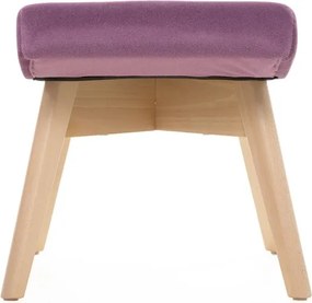 Kreslo Picolo s podnožkou, fialová / prírodná (ART 14861)