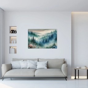 Obraz - Lesná krajina s hmlou (90x60 cm)