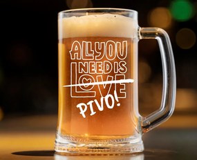 Dekorant Pivný polliter s gravírovaním ALL YOU NEED IS PIVO