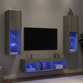 5-dielne TV nástenné skrinky s LED sivé sonoma kompozitné drevo 3216609